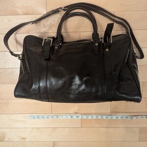 Elegant Black Leather Duffle Bag